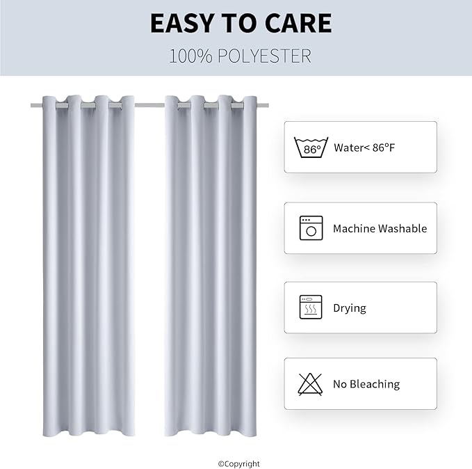 Waterproof Outdoor Curtain W52 x L84 - Grommet Top Sunlight Blocking Window Treatment Drapes Blackout Curtains for Home Bedroom Living Room Outdoor Patio Porch Pergola Cabana Gazebo (2 Panels)