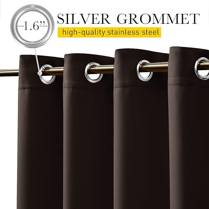 NICETOWN 2 Panels Weighted Blackout Curtains Patio Waterproof Outdoor Curtains, Thermal Insulated Top & Bottom Grommet & Back Tab Wind-Break Drapes Privacy for Pergola, W52 by L95, Coffee