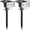 btfarm Solar Spot Lights Outdoor Waterproof, 2 Pack/3 Modes Motion Sensor Lights, Solar Powered Spotlights 2-in-1 Auto On/Off for Outside Pathway Yard Garden Lighting, Cool White