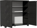 ZZM Indoor/Outdoor Storage Cabinet Waterproof, 34"x15"x34" Plastic Outdoor Storage Box for Garden Balcony Bathroom, All Weather Outdoor Storage Clearance, DIY Usage, with 2 Shelf (Black)