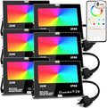 Led Flood Light 30W, 300W Equivalent 3000 LM Outdoor Color Changing Led Stage Landscape Lights, Bluetooth RGBW Smart Floodlights 2700K & 16 Million Colors&Timing& Music Sync, IP66，US 3-Plug (6 Pack)