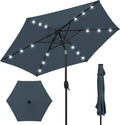 Best Choice Products 7.5ft Outdoor Solar Market Table Patio Umbrella for Deck, Pool w/Tilt, Crank, LED Lights - Slate Blue