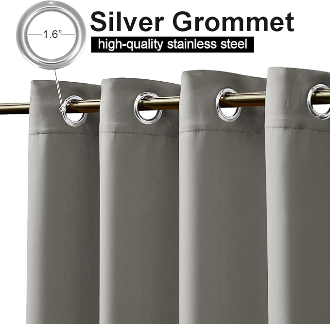 NICETOWN Outdoor Curtain Panel for Patio Waterproof, Rustproof Silver Grommet Luxury Thermal Insulated Blackout Thermal Insulated Outdoor Drape for Front Porch, W52 x L108, Slate Grey, 1 Panel