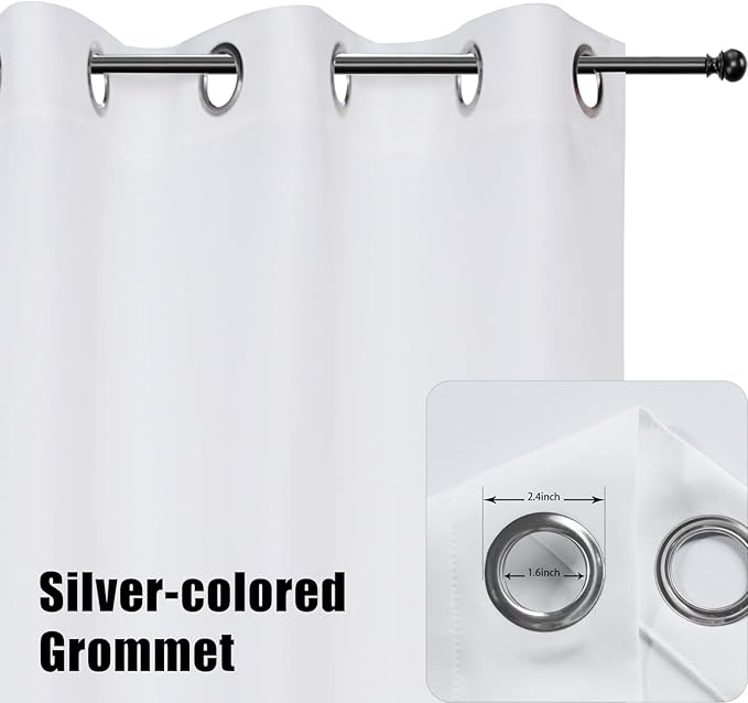BONZER Waterproof Indoor/Outdoor Curtains for Patio Thick Privacy Wide Grommet Curtains for Bedroom, Living Room, Porch, Pergola, Cabana, 1 Panel, 110W x 120L inch, White