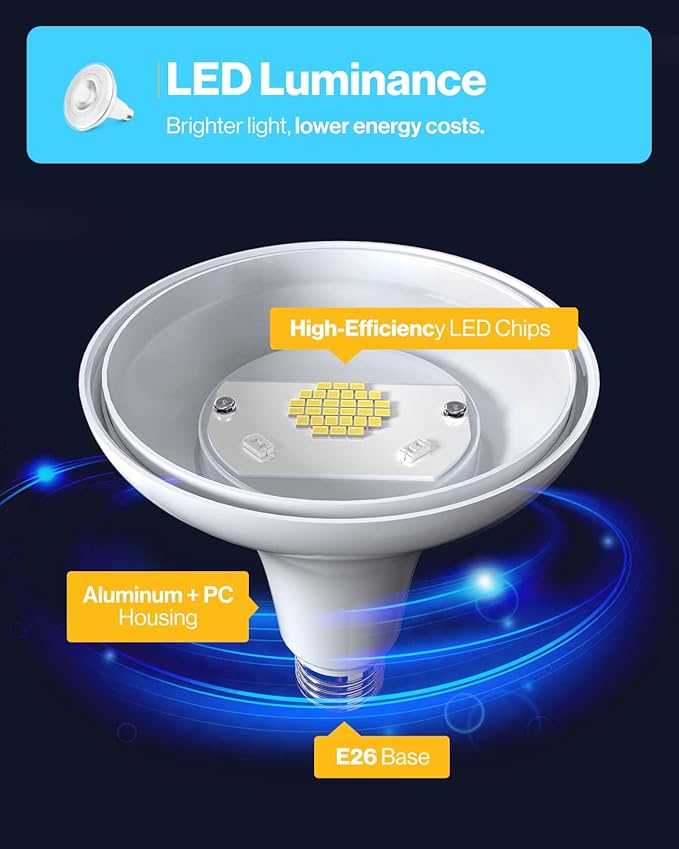 Sunco 24 Pack Outdoor Flood Light Bulb LED PAR38, Exterior Spotlight Bulbs, Weatherproof, 1050 LM, 13W (100W Equivalent), 6000K Daylight Deluxe, Wet Rated, Dimmable, E26 Base UL