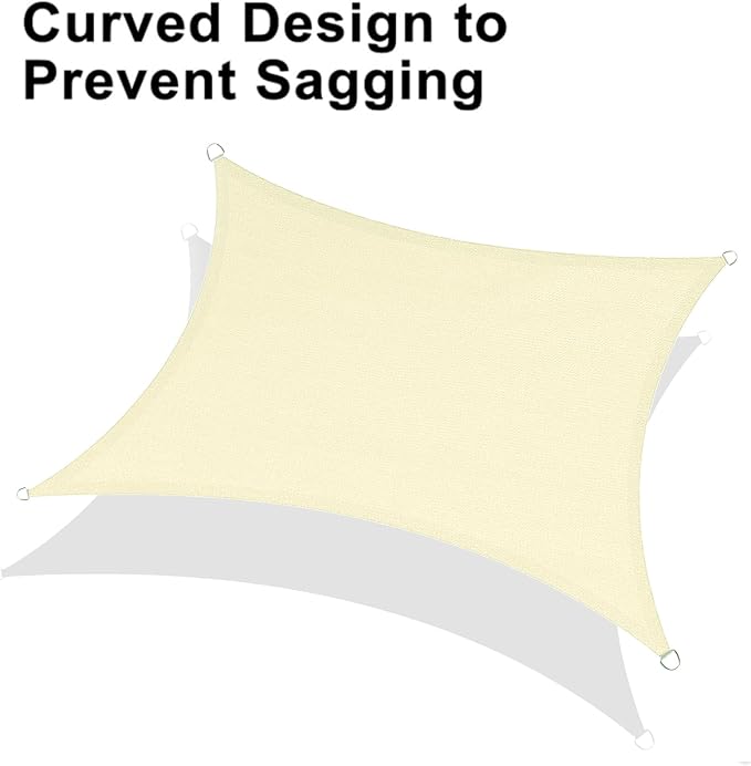 LOVE STORY Custom Size 6'x15' Butter Cream Sun Shade Sail Rectangle UV Block Canopy Patio Sail Sunshades Fabric for Outdoor Garden Carport (We Make Custom Size)