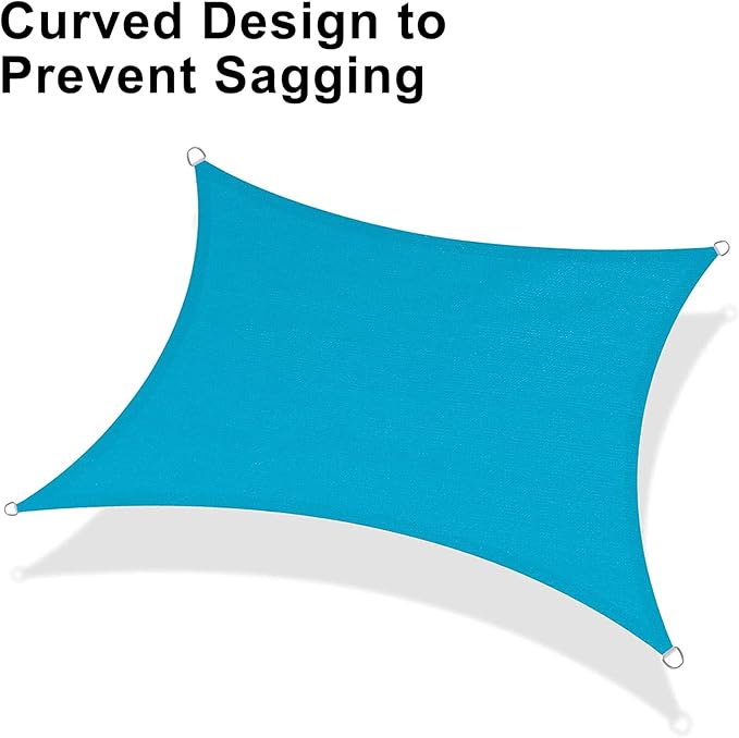 LOVE STORY Custom Size 4'x8' Turquoise Blue Sun Shade Sail Rectangle UV Block Canopy Patio Sail Sunshades Fabric for Outdoor Garden Carport (We Make Custom Size)