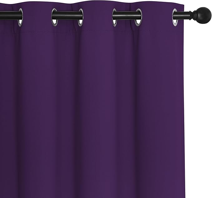 NICETOWN Royal Purple Blackout Curtains for Bedroom/Living Room 132 Inch Length - Thermal Insulated Room Darkening Grommet Top Window Curtains (100 by 132 - Inch, 1 Panel)