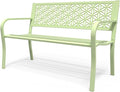 VINGLI 50" Outdoor Bench Metal with Floral Back, Garden Bench Front Porch Bench for Yard Patio Entryway Park Outside, 800lb Capacity - Green