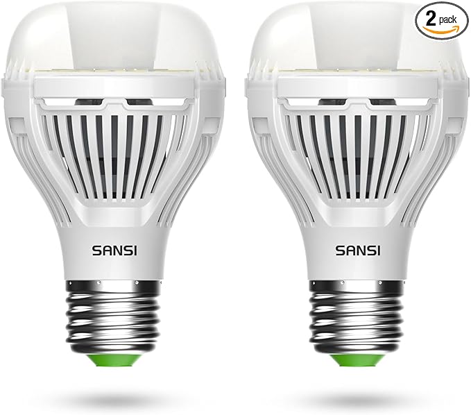 SANSI Dusk to Dawn LED Outdoor Light Bulb A19, 100 Watt Equivalent Energy Efficient 13W 5000K Daylight 1300LM Outdoor Light Bulbs, E26 Standard Base Light Bulbs for Porch Patio Yard Garden, 2-Pack