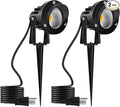 Romwish 120V LED Landscape Spotlights, 10W Outdoor Spotlights for Yard, 3000K Warm White, 120V AC Spot Light with Ground Spike, Waterproof Landscape Lighting for House Garden Lawn Decorative - 2 Pack