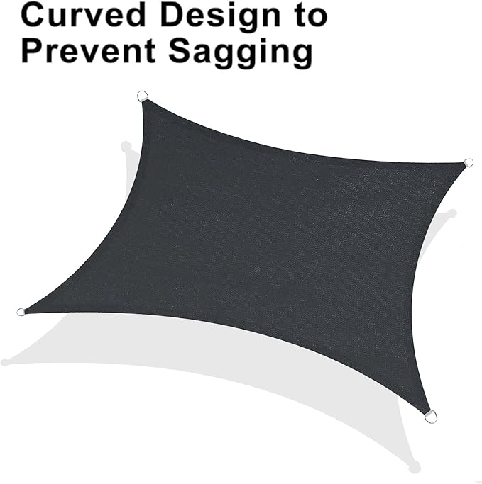 LOVE STORY Custom Size 12'x15' Graphite Grey Sun Shade Sail Rectangle UV Block Canopy Patio Sail Sunshades Fabric for Outdoor Garden Carport (We Make Custom Size)