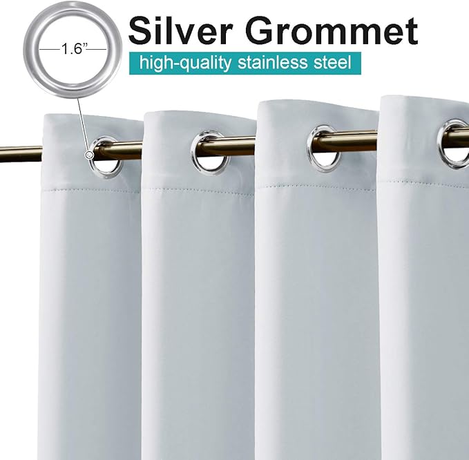 NICETOWN 2 Panels Weighted Outdoor Curtains for Patio Waterproof, Rustproof Grommet Room Darkening Indoor Outdoor Window Treatment for Balcony/Porch, Greyish White, W84 x L84