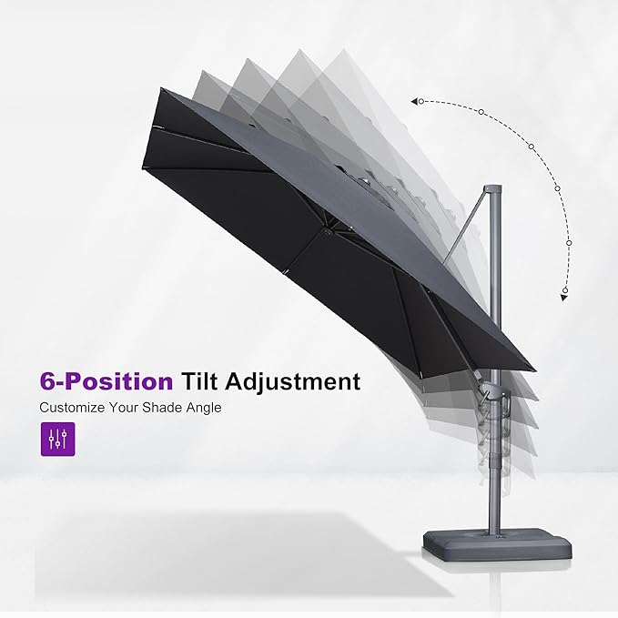 PURPLE LEAF Patio Umbrella 9' X 11.5' Rectangle Cantilever Umbrella Large Aluminum Outdoor Umbrellas with 360-degree Rotation & UPF40+ Premium Fabric for Deck Pool Garden Yard, Mist Grey