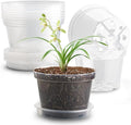 12 Pack 8 Inch Clear Plant Pots with Saucers, Transparent Plastic Nursery Pots with Drainage Hole, Sturdy Garden Planter Pots, Planting Starter Pots for Indoor Outdoor