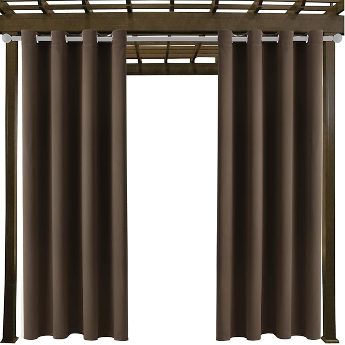 Outdoor Indoor Curtains W52 x L108 for Patio - Weather-resistant Window Panels Privacy Protect Grommet Top Thermal Insulated Home Curtain for Porch Pergola Lawn Garden Hot Tub Area (2 Panels)