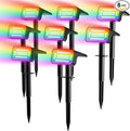 Fabrito Color Changing Solar Spot Lights Outdoor 8 Pack, [6+1 Lighting Modes] Auto On/Off RGB Spotlights, Waterproof Multicolor Landscape Lights for Garden, Tree, Halloween, Christmas