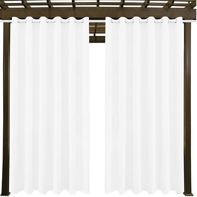 Water Proof Outside Curtains with Grommet Top for Porch, W84 x L84 Thermal Insulated Washable Light Block Outdoor Divider Drapes for Patio Gazebo Deck Pool Area Pergola Cabana (2 Panels)