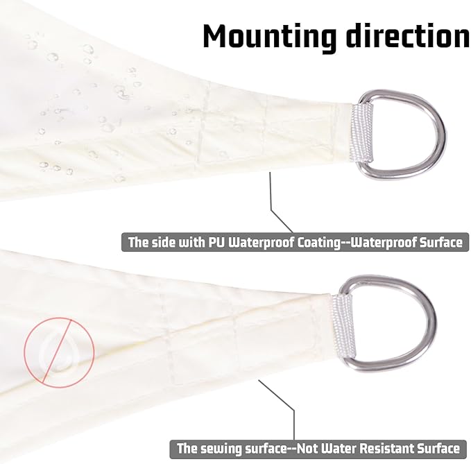 LOVE STORY Right Triangle 12'x15'x19.2' Waterproof Sun Shade Sail Canopy UV Block for Outdoor Patio Backyard Carport,Cream(We Make Custom Size)