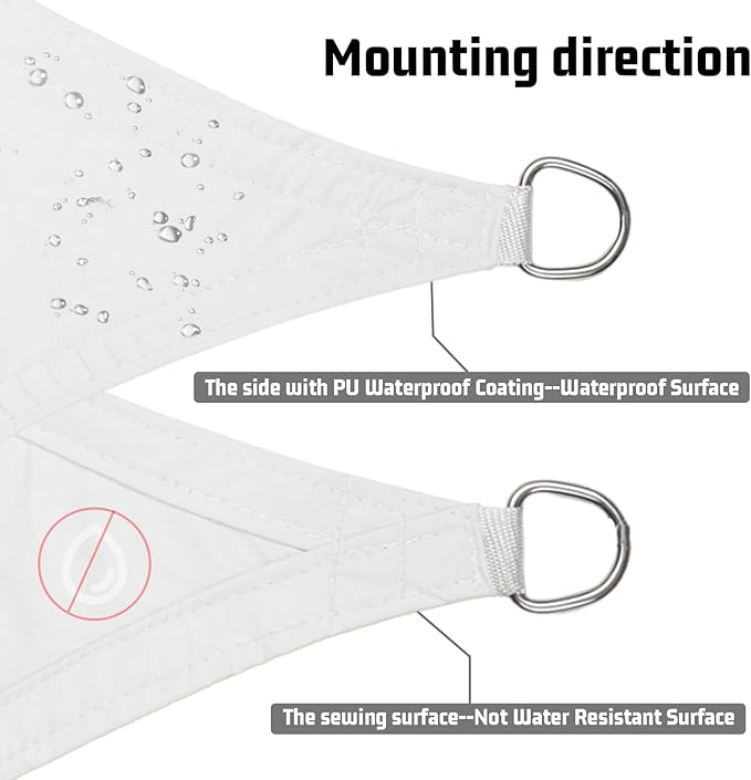 LOVE STORY Right Triangle 10'x15'x18' Waterproof Sun Shade Sail Canopy UV Block for Outdoor Patio Backyard Carport,White(We Make Custom Size)