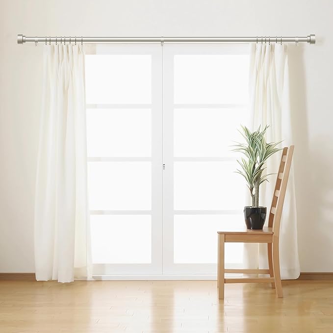 Curtain Rods for Windows 72 to 144, 1 Inch Adjustable Heavy Duty Long Window Drapery Rods with End Caps, Indoor Outdoor Curtain Rod for Patio Bedroom, Size 32" - 150", Brushed Nickel