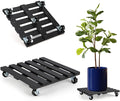 2 Pack Plant Stand with Wheels, 14" Rolling Plant Stand 264 LBS Heavy Duty Wooden Square Plant Caddy with Metal 360° Lockable Caster Wheels for Outdoor Indoor Large Plant Pots, Flower Pot, Patio-Black