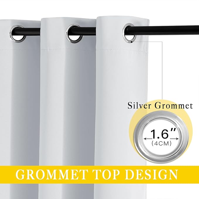 NICETOWN Patio Door Curtain Vertical Blinds, Grommet Top Room Divider Curtain Panel Thermal Insulated for Bedroom/Living Room (Greyish White, W80 by L108, 1 Panel)