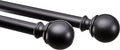 Amazon Basics Adjustable Curtain Rod for Windows, Round Finials, Easy Installation, Sturdy, 1-Inch Rod, 36" to 72", Black, 2-Pack