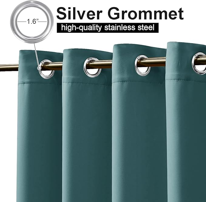 NICETOWN Waterproof Curtain for Patio Extra Wide, Thermal Insulated Grommet Sunlight Block Weighted Outdoor Divider for Porch/Yard/Sliding Glass Door, Teal, W120 x L95, 1 Panel