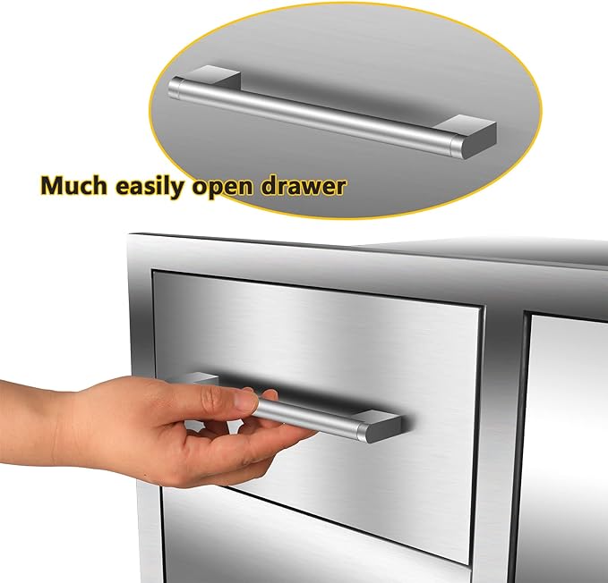 Outdoor Kitchen Drawer Combo, BBQ Access Trash Drawer Combo with Triple Stainless Steel Drawers(Left), Outdoor Kitchen for BBQ Island, Grilling Station, Outside Cabinet (28" W x 19.6“D x 20.1" H)