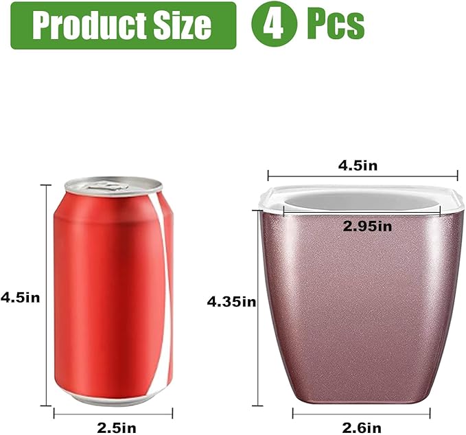 4 Pack Self Watering Pots 4-inch Decorative Flower Planters for Indoor Plants Modern Square planters for Small Plants Window Sill Planters for Succulents, African Violets, Herbs(Rose Gold)