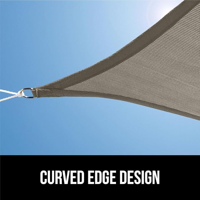 GORILLA GRIP Heavy Duty Sun Shade, UV Protection Fade Tear and Rust Resistant Rectangle Sunshade Canopy, Curved Edges Blocks Sunlight, Breathable Sail, Outdoor Patio, Lawn Garden 10x13 FT Gray