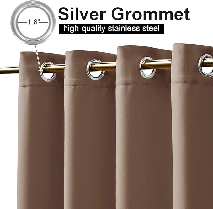 NICETOWN Outdoor Curtain for Patio Waterproof 84" W by 95" L, Thermal Insulated Rustproof Steel Top and Bottom Grommets Blackout Indoor Outdoor Drape, Windproof & Keep Privacy, 1 Panel, Tan-Khaki