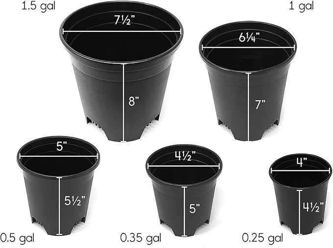 4 Inch Nursery Pot Plastic Planters for Outdoor Indoor Plants Gardening Flower Pots 10-Pack 0.25 Gallon Pot Liners with Drainage Holes
