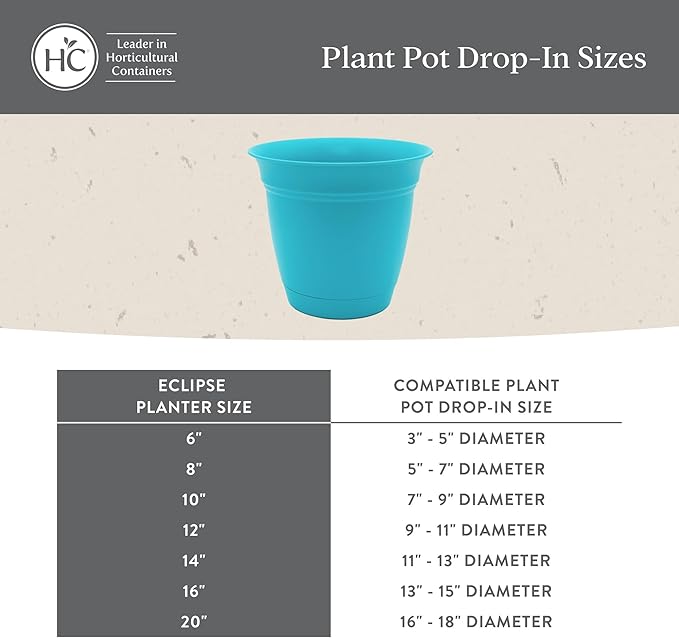 The HC Companies 12 Inch Eclipse Round Planter Pots with Drainage Holes & Attached Saucer, Lightweight UV-Resistant Plastic Indoor & Outdoor Planters, 2-Pack Flower Pots for Garden & Home Decor, White