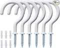 12 Pcs Ceiling Hooks for Hanging Plants, Cups, Utensils and Christmas String Lights, 1-1/4 inch Vinyl Coated Screw-in Plant and Cup Hooks for Wooden and Drywall with Anchors - White