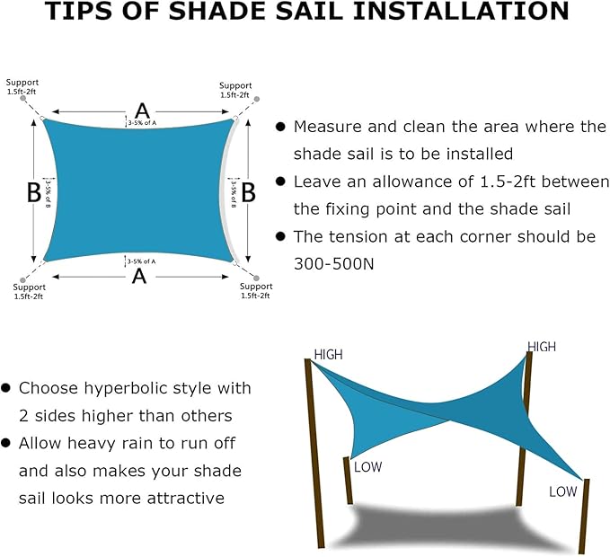 KANAGAWA 6'X6' Turquoise Mix Custom Size Sun Shade Sail Square UV Block Canopy Cover for Patio Backyard Lawn Garden Outdoor (Customized Available)