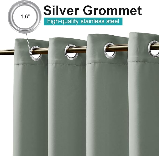 NICETOWN Outdoor Curtain for Patio Waterproof, W66 x L95 inch Sun Blocking UV Protection Outside Shade for Porch & Balcony, Garden Swimming Pool Weatherproof Curtain for Summer, 1 Pc, Sage Green