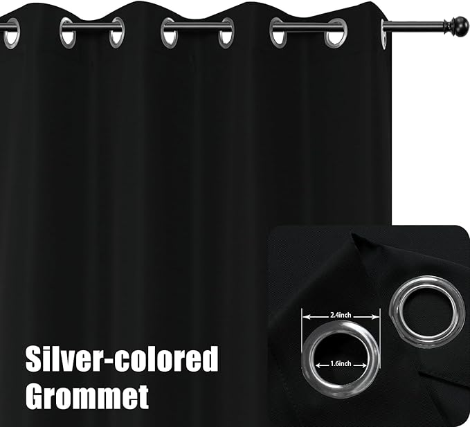 BONZER Outdoor Curtains for Patio Waterproof Thick Privacy Extra Wide Grommet Light Filtering Outside Curtains for Porch Pergola Gazebo Deck, 1 Panel, 150W x 84L inch, Black