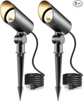 30W Spot Lights Outdoor LED Spotlight 120V 3000LM Ultra Bright Flag Pole Light with Metal Stake and Metal Base Warm White Landscape Lights for Flag Tree Garden House 5FT Cord with Plug (2)