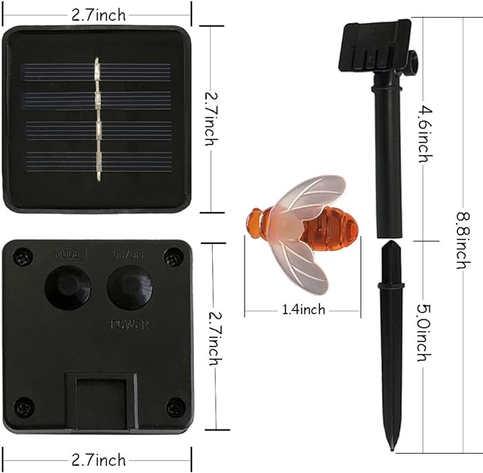 SEMILITS Solar String Lights 20LED Outdoor Waterproof Simulation Honey Bees Decor for Garden Xmas Decorations Warm White