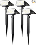 HGGH Solar Lights Outdoor Waterproof IP67, 60 LED 3 Lighting Modes Solar Spot Lights Outdoor for Yard Garden Pathway Landscape, Auto On/Off, Function 2 in 1(Cool White, 4 Pack)