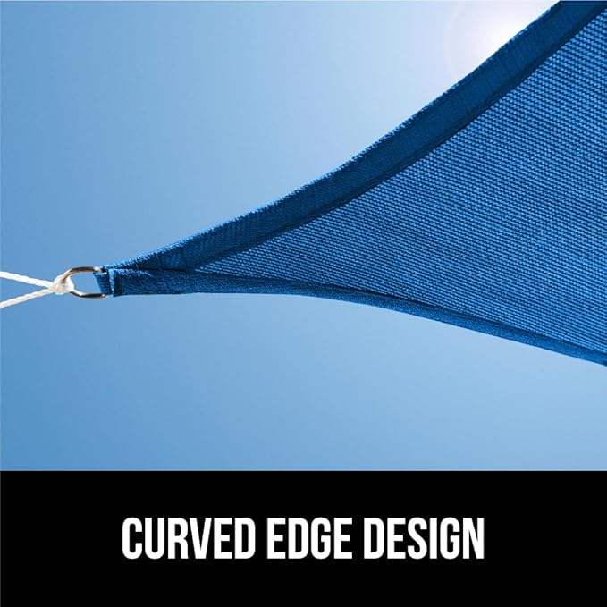 GORILLA GRIP Heavy Duty Sun Shade, UV Protection Fade Tear and Rust Resistant Rectangle Sunshade Canopy, Curved Edges Blocks Sunlight, Breathable Sail, Outdoor Patio, Lawn Garden, 8x12 FT Blue