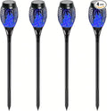 4 Pack Outdoor Solar Flame Light,Solar Lights Outdoor for Garden Decorations with Flickering Flame,IP65 Waterproof Solar Powered Yard Lights Torch Light for Lawn Patio Pathway (Blue)
