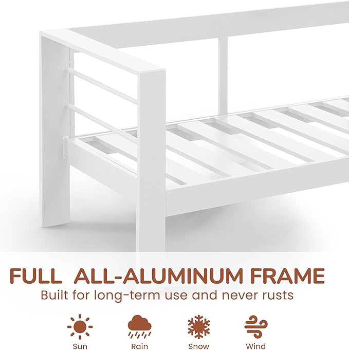 Solaste Outdoor Couch Aluminum Patio Furniture Sofa, 3-Seat All-Weather Metal Outdoor Patio Furniture with Cushions,Light Grey