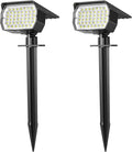 Solar Spot Lights Outdoor Waterproof IP65, 2 Pack Landscape Spotlights with 46 LEDs, 3 Modes Auto On/Off Solar Powered Flood Lights for Outside Pathway, Yard, Garden, Walkway (Cool White)