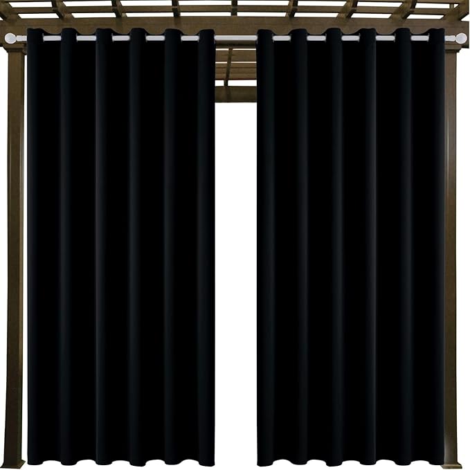 Outdoor Indoor Curtains W84 x L84 for Patio - Weather-resistant Window Panels Privacy Protect Grommet Top Thermal Insulated Home Curtain for Porch Pergola Lawn Garden Hot Tub Area (2 Panels)