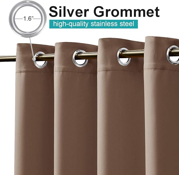 NICETOWN 2 Panels Outdoor Curtains for Patio Waterproof, Home Decor Thermal Insulated Grommet Blackout Indoor Outdoor Vertical Blinds for Garage/Gazebo/Pergola, W84 x L95, Tan