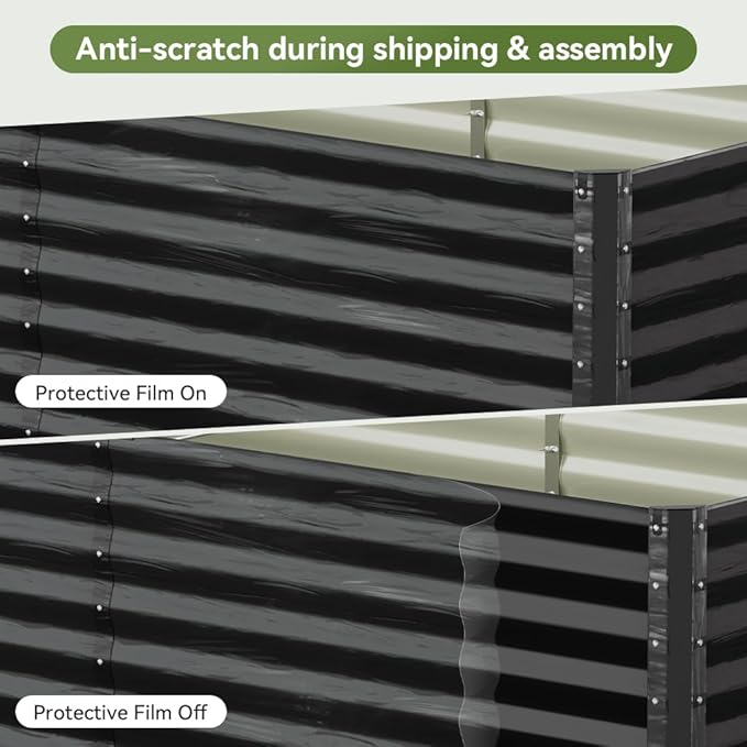 COMHOMA Galvanized Raised Garden Bed,Large Metal Planter Box for Outdoor Vegetables,Corrugated Steel Herbed Plants Container,Extra Deep Gardeners Kits with Open Bottom (2, 8x4x2FT)