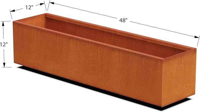 Plantercraft Large Rectangular Planters for Outdoor Plants 48 Inch Corten Steel Planter Box, Heavy Duty Metal Raised Garden Bed for Patios, Fully Assembled